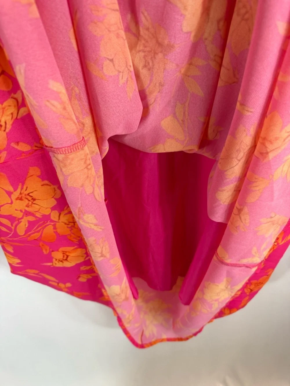 FLORAL MIDI DRESS FOR SUMMER GATHERINGS size: S color: pink-orange floral print - Picture 10 of 17